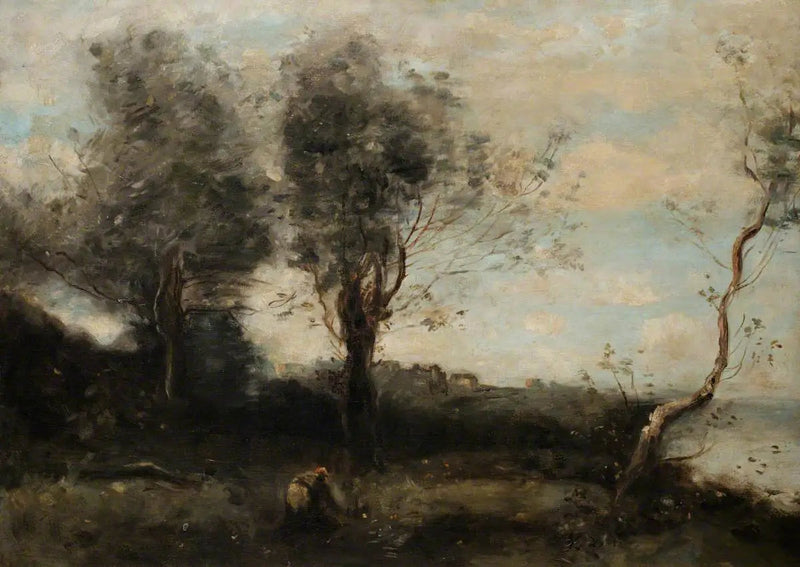 Scena nad rzeką - Jean-Baptiste Camille Corot