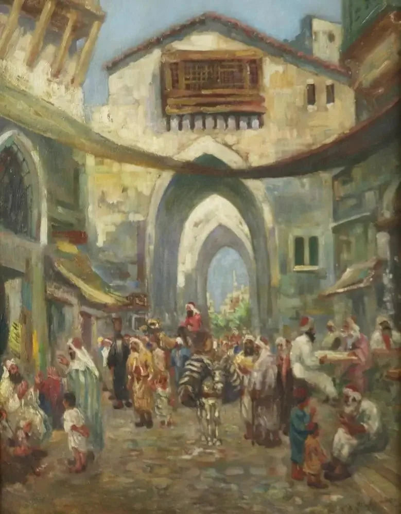 Scena z orientalnego targu ulicznego - Frederick Arthur Bridgman