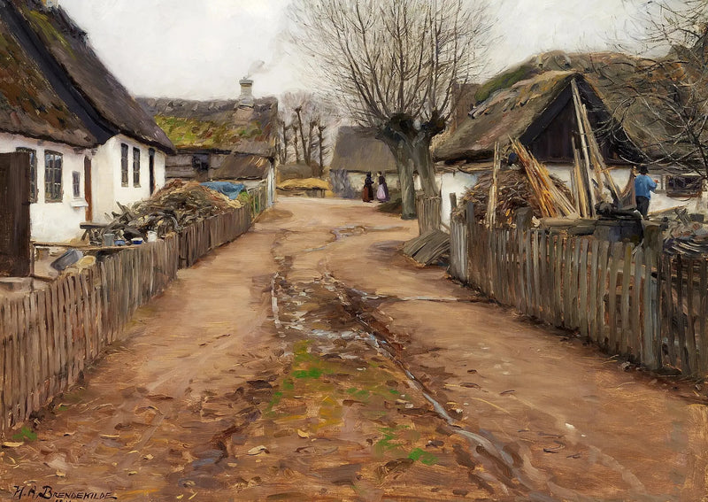 Scena wioski na początku wiosny. - H. A. Brendekilde