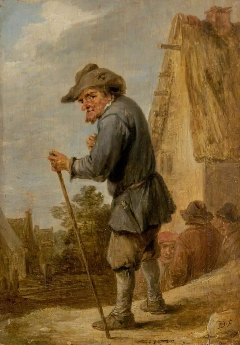 Scena wiejska z czterema chłopami - David Teniers Młodszy