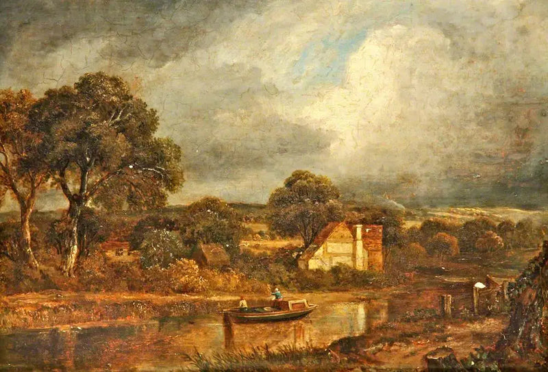 Scena nad rzeką z barem i domkami letniskowymi - John Constable