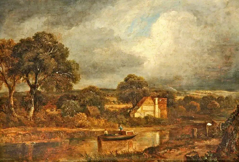 Scena nad rzeką z barem i domkami letniskowymi - John Constable