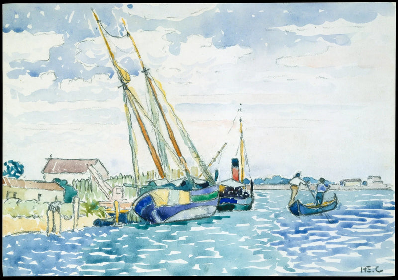 Scena morska (Statki w pobliżu Wenecji) - Henri-Edmond Cross