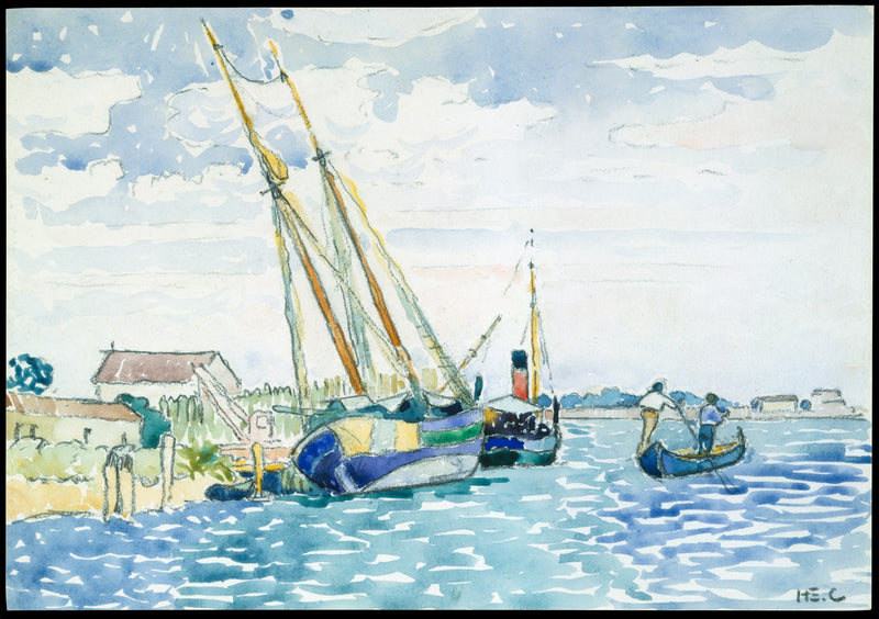 Scena morska (Statki w pobliżu Wenecji) - Henri-Edmond Cross