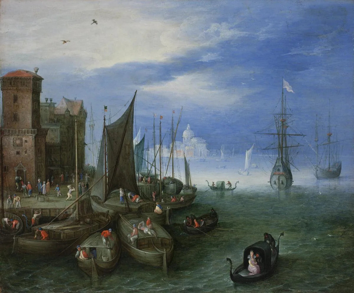 Scène portuaire à Venise - Jan Brueghel l'Ancien image 1 copie de tableau peinte à la main
