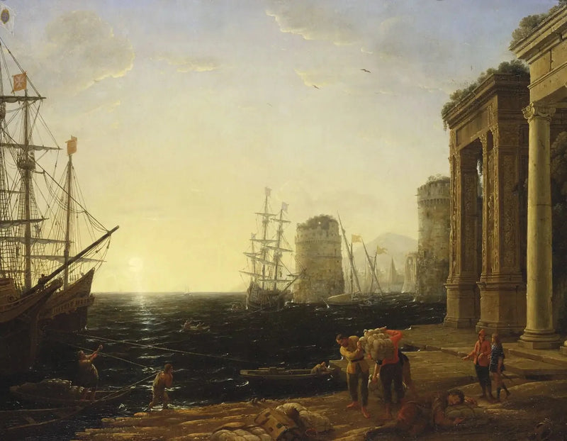 Scena portowa o zachodzie słońca - Claude Lorrain