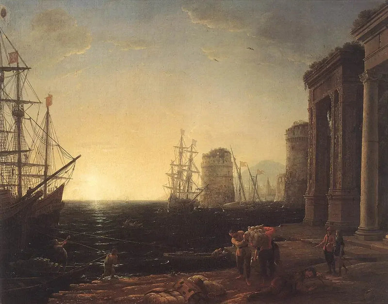 Scena portowa o zachodzie słońca - Claude Lorrain