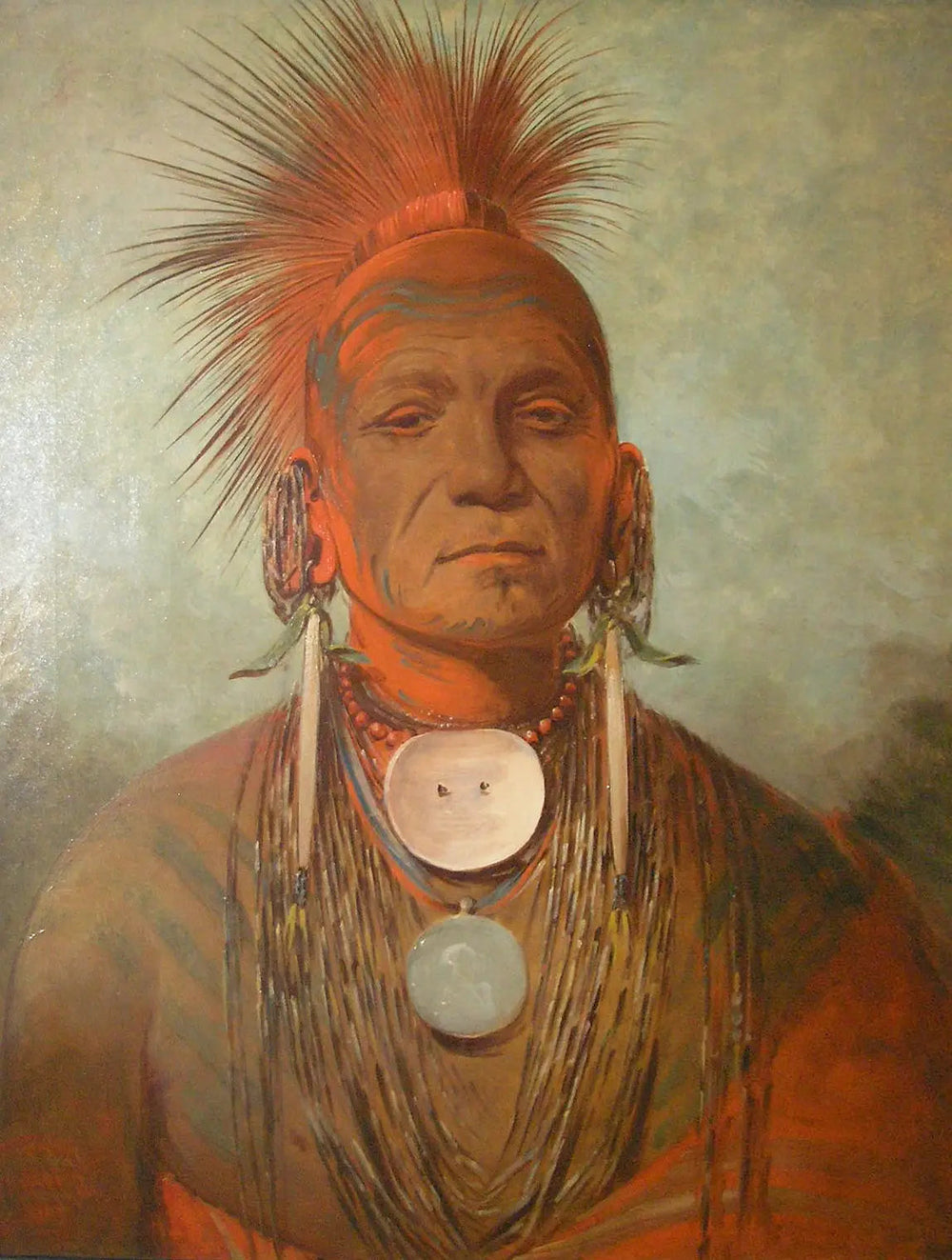 See-non-ty-a, un guérisseur de l'Iowa - George Catlin image 1 copie peinte à la main à l’huile