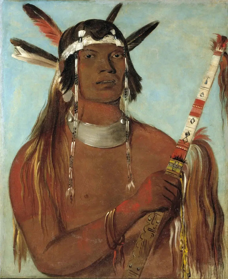 Seehk-hée-da, pióro w kolorze myszy, uznany dzielny - George Catlin