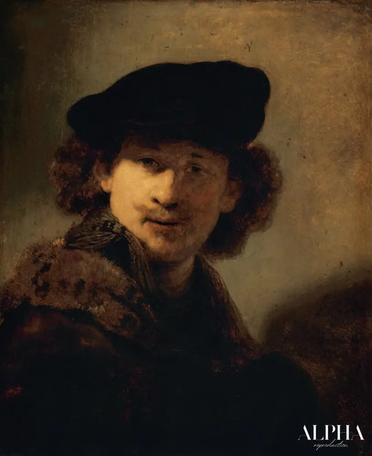 Self-Portrait avec béret en velours - Rembrandt van Rijn - Reproductions de tableaux et peintures haut de gamme