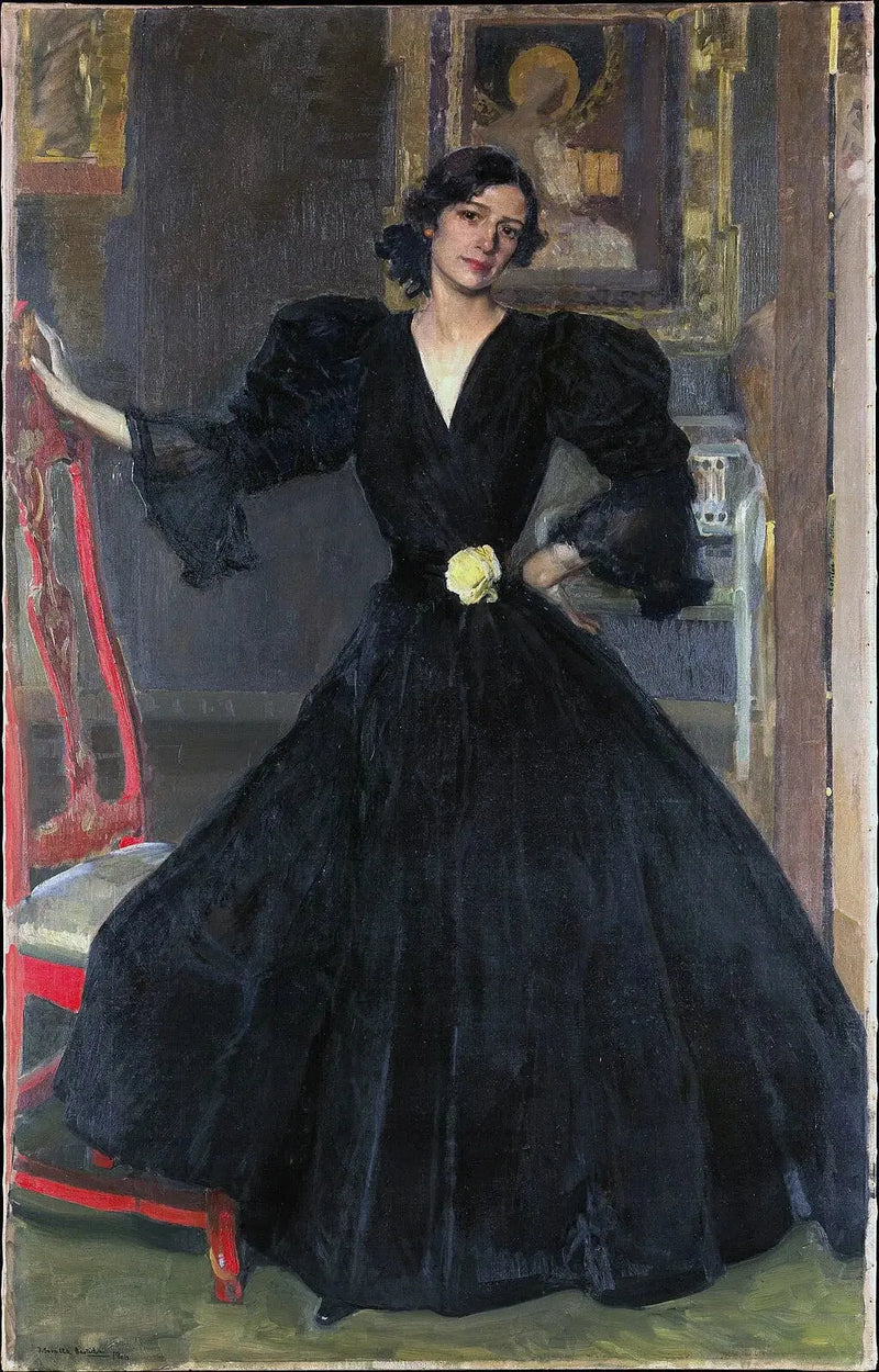 Pani Sorolla (Clotilde García del Castillo, 1865-1929) w czerni - Joaquín Sorolla