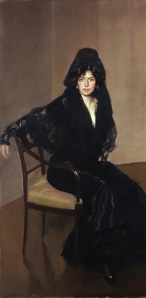 Pani Sorolla w hiszpańskim mantylu - Joaquín Sorolla