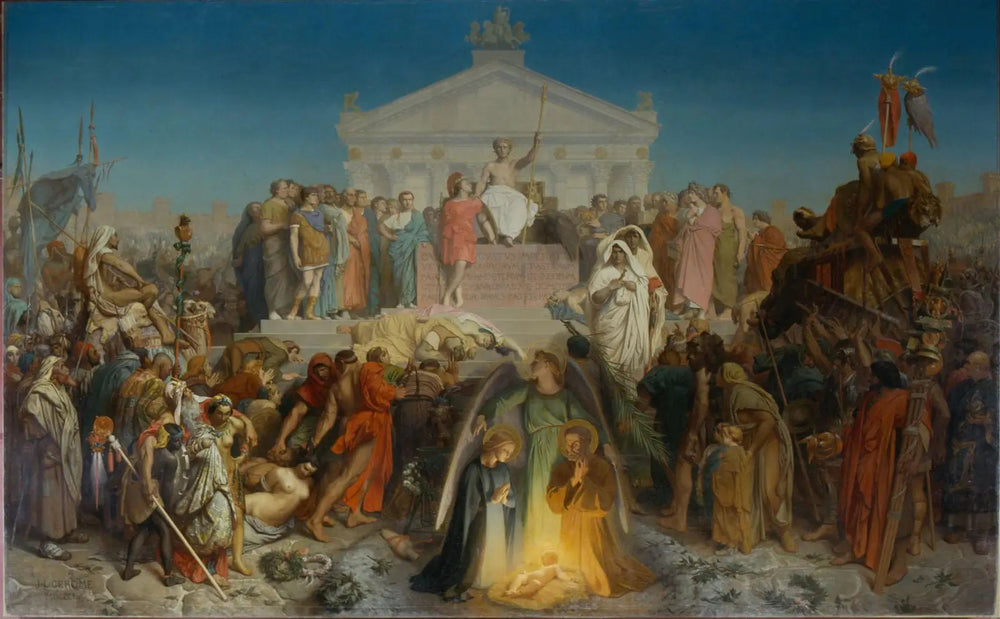 Reproduction du tableau « Siècle d'Auguste : Naissance de N.S. Jésus-Christ - Jean-Léon Gérôme » par Alpha Reproduction en peinture à l’huile