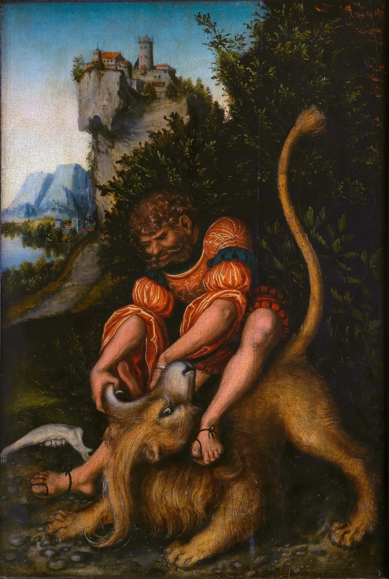 Simson walczy z lwem - Lucas Cranach Starszy