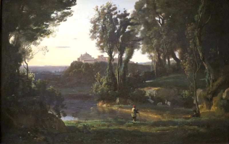 Włoska scena z kościołem w Ariccia - Jean-Baptiste Camille Corot