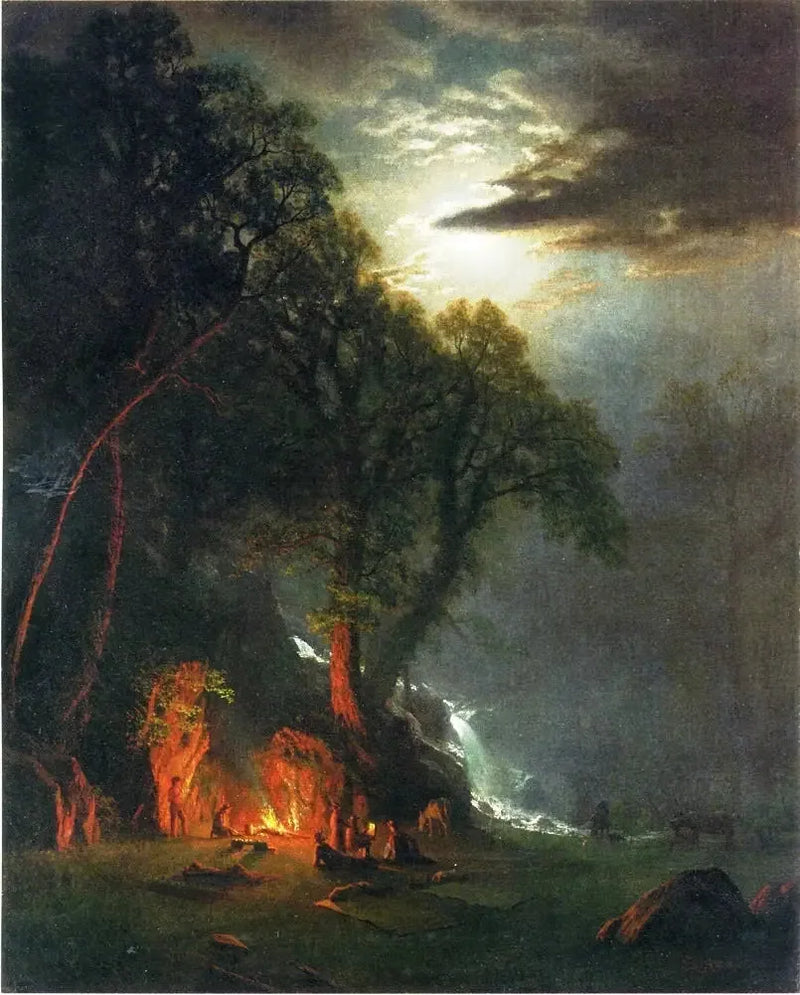 Ognisko na kempingu, Yosemite - Albert Bierstadt
