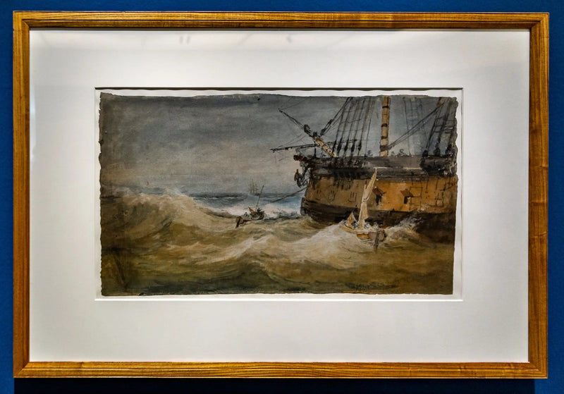 Małe łodzie obok okrętu wojennego - J. M. W. Turner