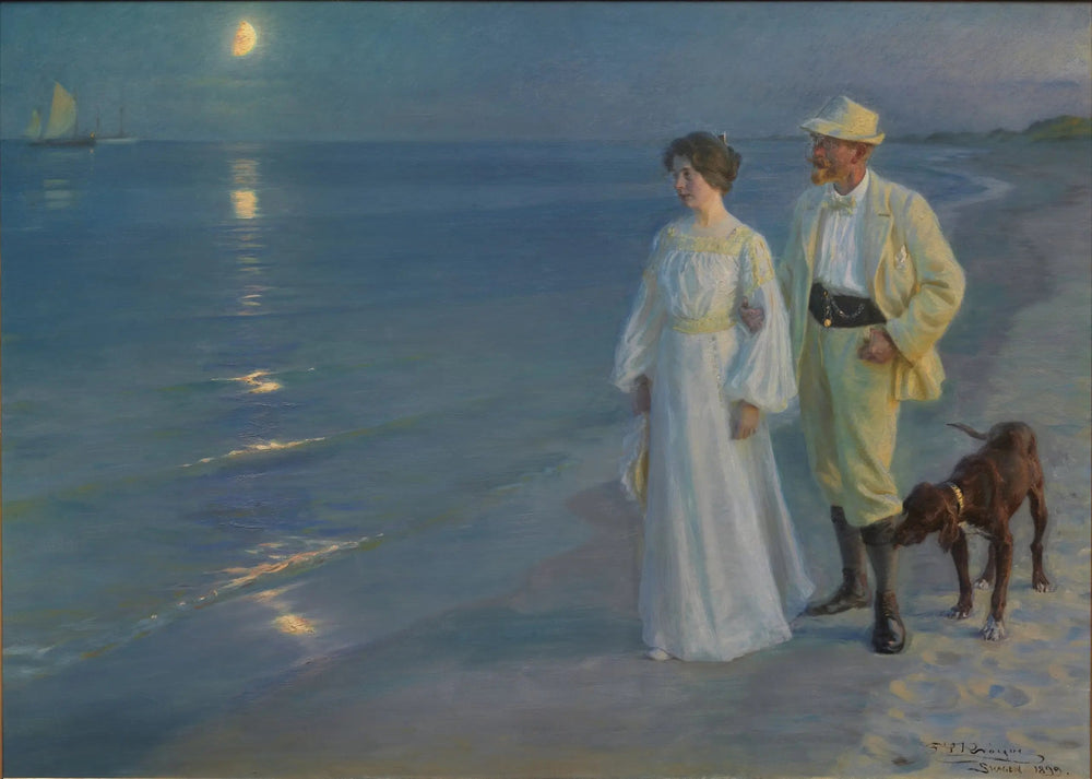 Soir d'été sur la plage de Skagen – l'artiste et sa femme - Peder Severin Krøyer image 1 copie de tableau peinte à la main