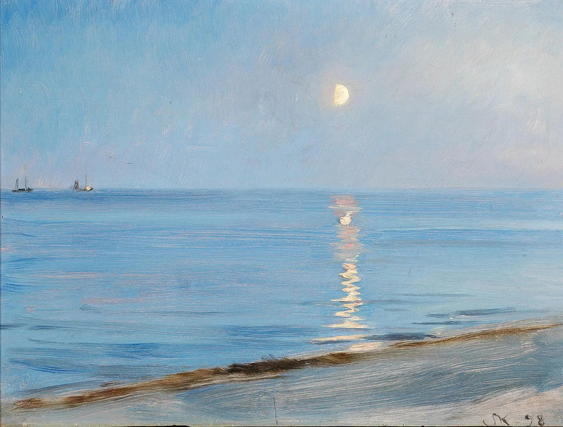 Wieczór na plaży w Skagen. Blask księżyca. - Peder Severin Krøyer