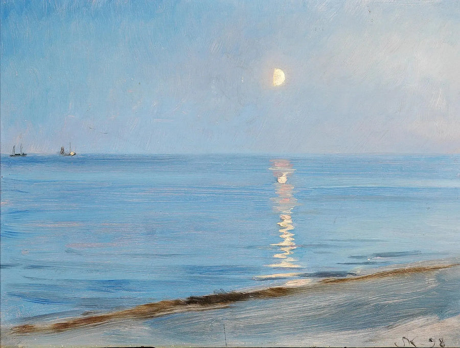 Wieczór na plaży w Skagen. Blask księżyca. - Peder Severin Krøyer