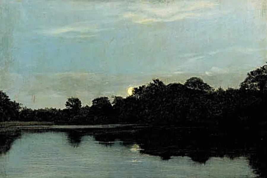Wieczór nad jeziorem przy świetle księżyca. - Carl Heinrich Bloch