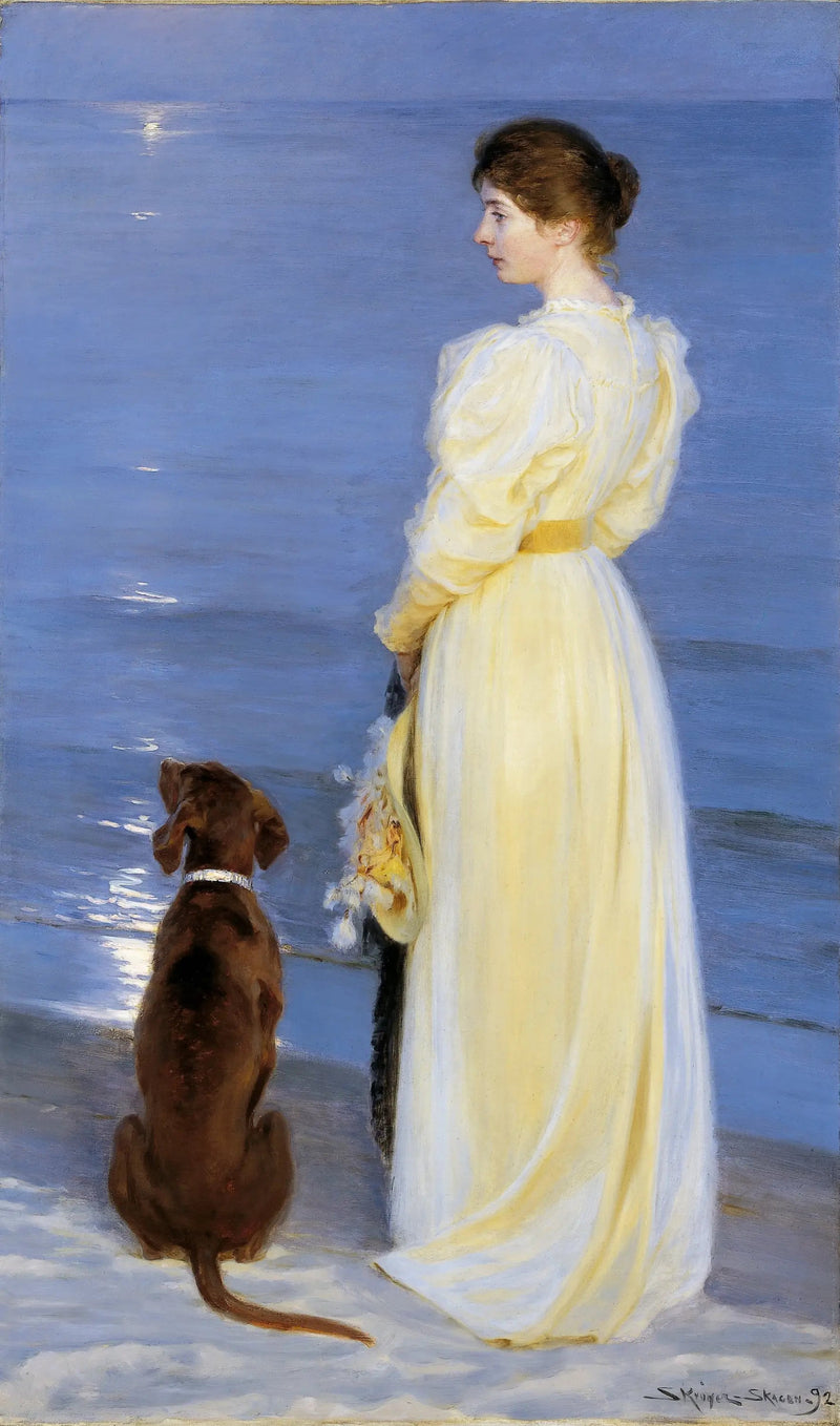 Letni wieczór w Skagen – Kobieta artysty z psem - Peder Severin Krøyer