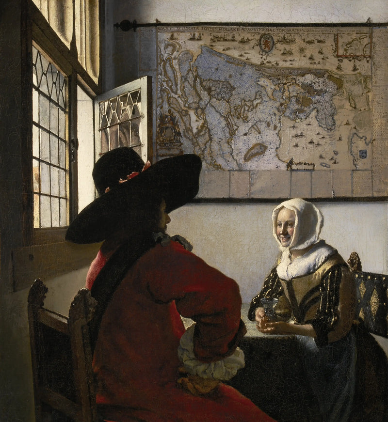 Żołnierz i uśmiechająca się dziewczyna - Johannes Vermeer