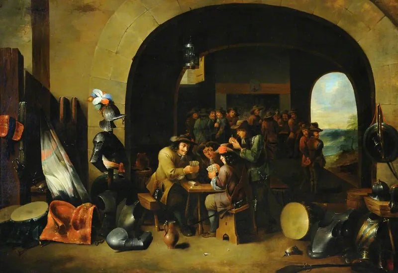 Żołnierze grający w karty w sali wartowniczej - David Teniers Młodszy