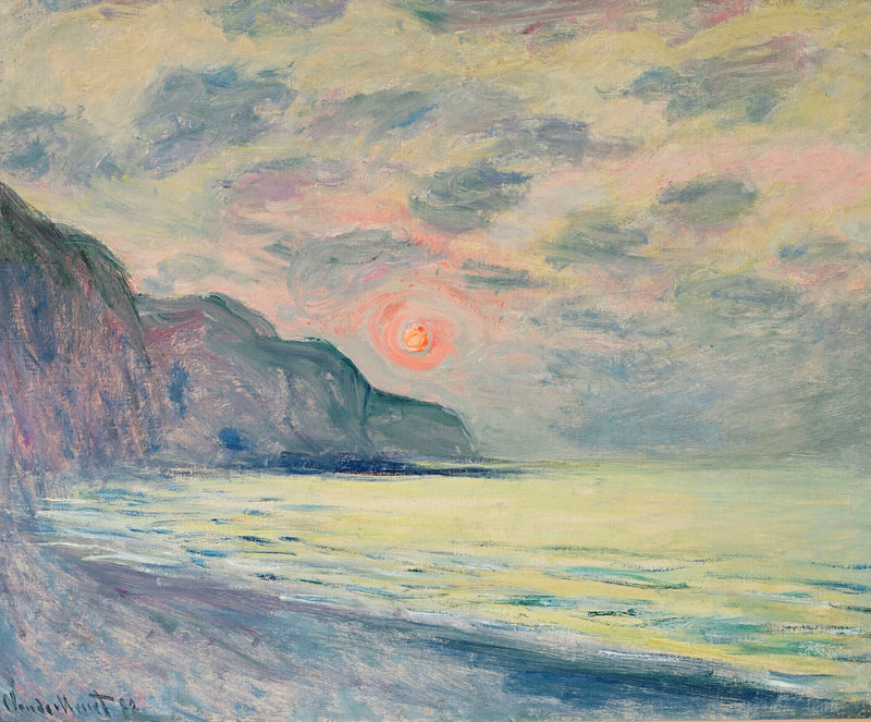 Zachodzące słońce, mglista pogoda, Pourville W782 - Claude Monet
