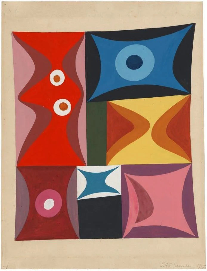 Formes élémentaires en composition verticale-horizontale, peinture de Sophie Taeuber-Arp