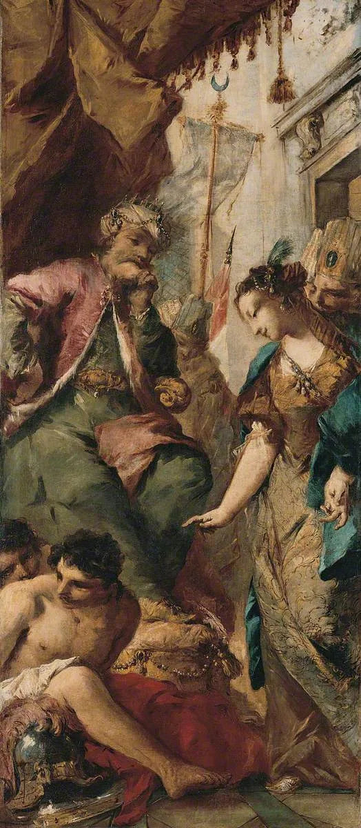 Sophronie prosząca króla sarraskiego Aladine o uwolnienie chrześcijańskich więźniów - Francesco Guardi