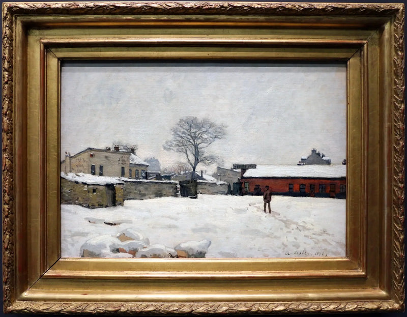 Pod śniegiem: dziedziniec farmy w Marly-le-Roi - Alfred Sisley