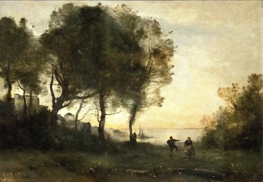 Pamiątka z Włoch; tancerz nad brzegami Capri - Jean-Baptiste Camille Corot