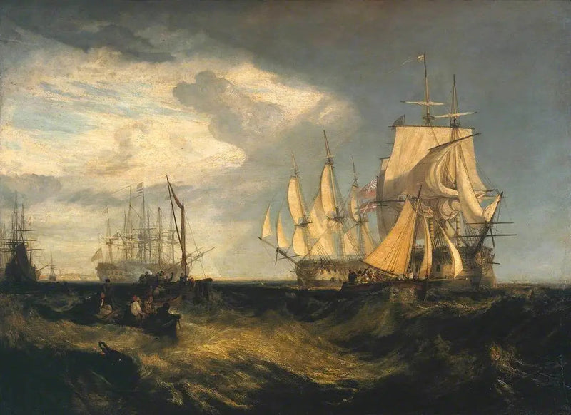 Spithead: Dwa zdobyte duńskie statki wchodzące do portu w Portsmouth - J. M. W. Turner