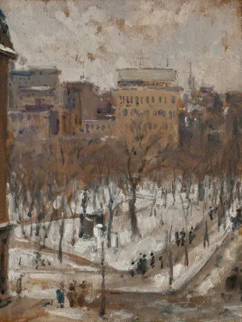 Square à Paris, temps de neige - Gustave Caillebotte image 1 reproduction artisanale de tableau