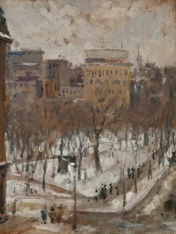 Kwadrat w Paryżu, czas śniegu - Gustave Caillebotte