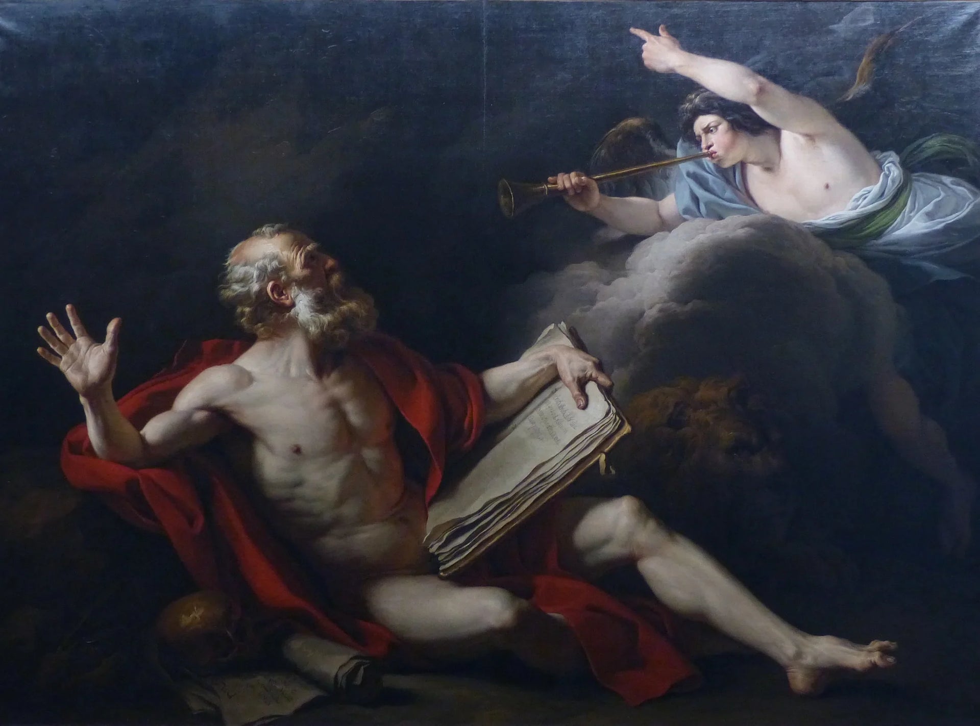 St Jérôme dans le désert écoutant la trompette du Jugement Dernier - François-André Vincent image 1 tableau peint à l’huile sur toile