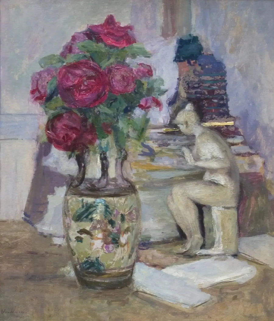 Statuetka Maillola i czerwone róże - Édouard Vuillard