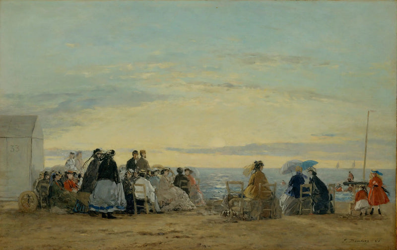 Na plaży, zachód słońca - Eugène Boudin