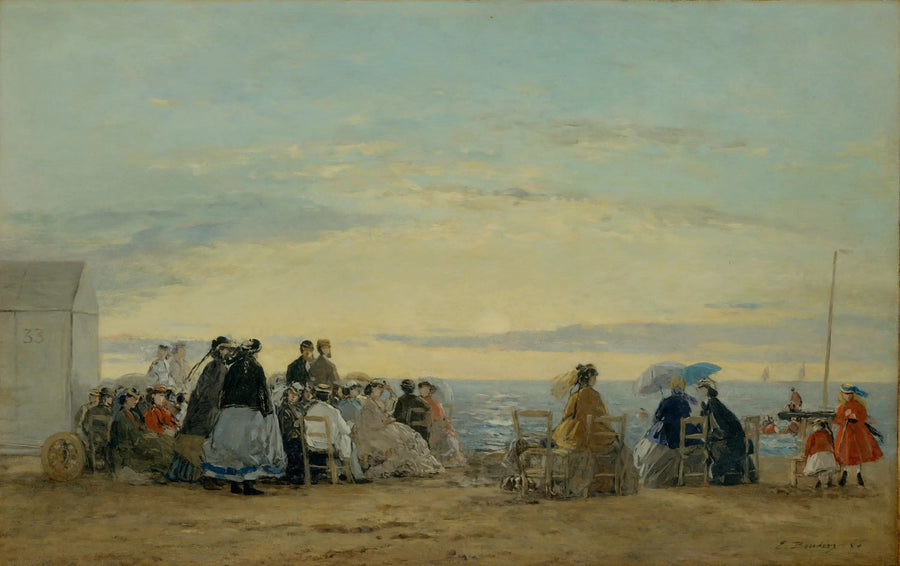 Na plaży, zachód słońca - Eugène Boudin