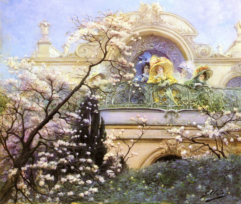 Sur le balcon - Georges Clairin image 1 reproduction de peinture à l’huile