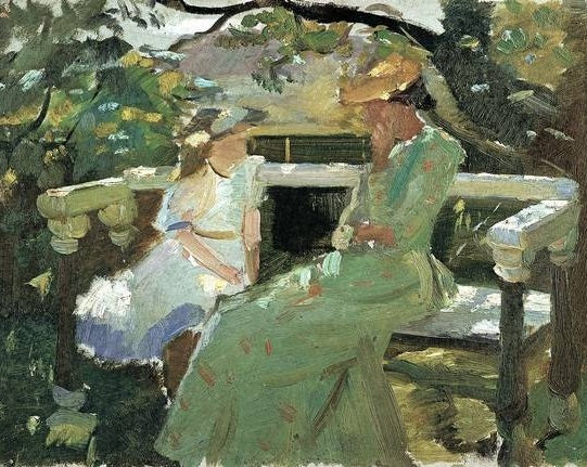 Na ławce w ogrodzie - Anna Ancher
