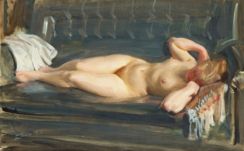 Na niebiesko-szarym skórzanym kanapie - Anders Zorn