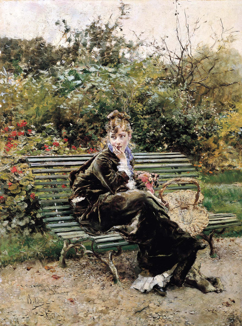Na ławce w Lesie - Giovanni Boldini