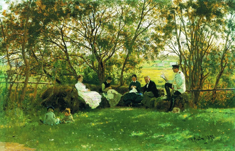 Na ławce na trawniku - Ilya Repin