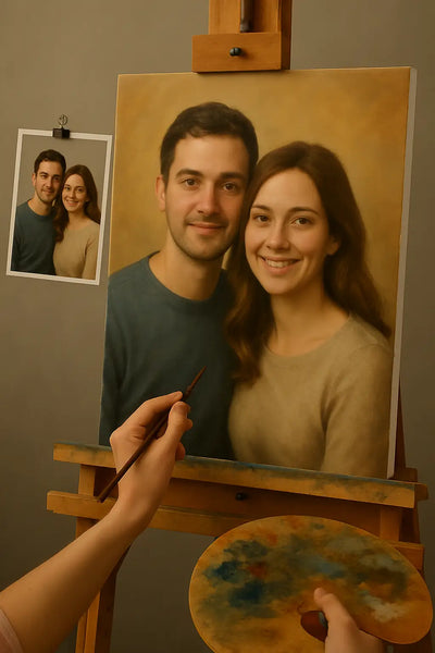 💑 Tableau personnalisé couple – Peinture à l’Huile Unique et Émotionnelle - Alpha Reproduction