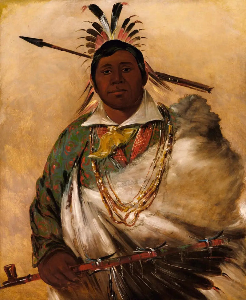 Téh-ke-néh-kee, czarny płaszcz, przywódca - George Catlin