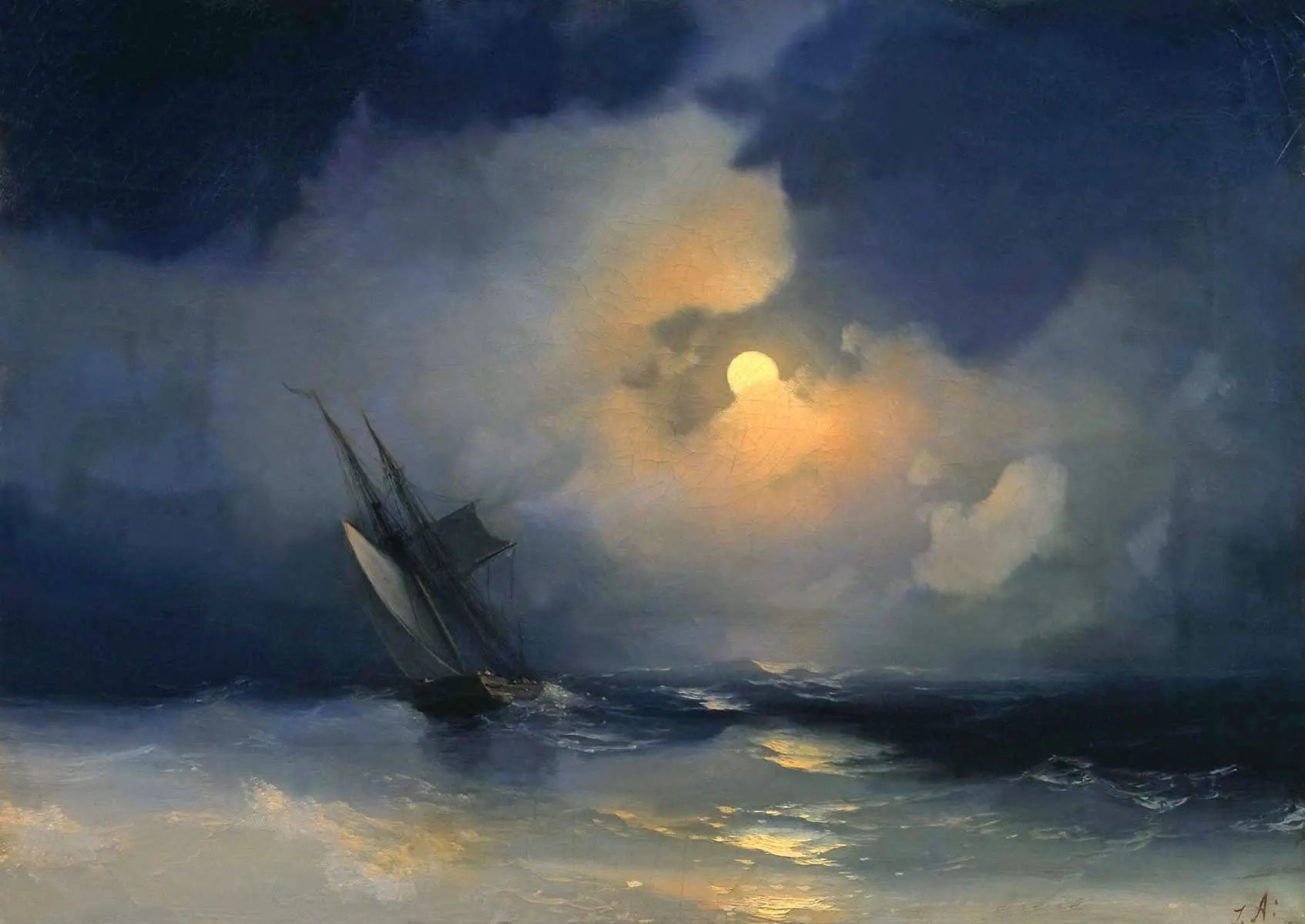 Tempête en mer par une nuit de pleine lune - Ivan Aïvazovski - Alpha Reproduction