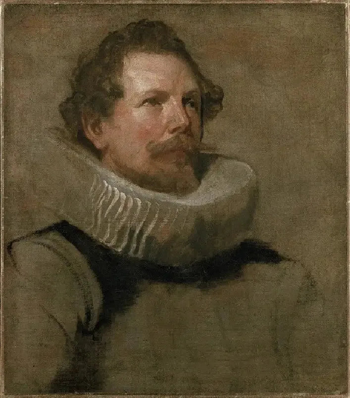 Głowa brodatego mężczyzny trzymającego frezarkę z kołem - Antoine van Dyck