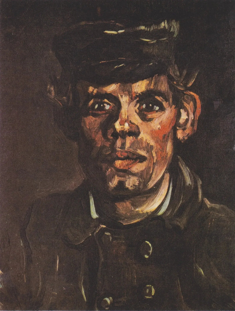Głowa młodego chłopa w czapce z daszkiem - Vincent van Gogh
